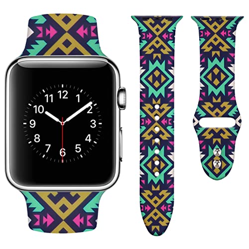 Vozehui Armband Kompatibel mit Apple Watch 41mm 40mm 38mm für Damen Herren, Weiches Silikon Ersatzarmband mit Stilvollem Muster für iWatch Armband Series SE 7 6 5 4 3 2 1, Grafik von Vozehui