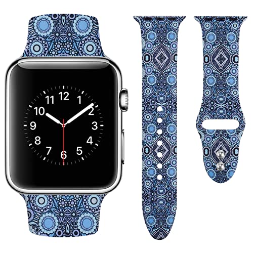 Vozehui Armband Kompatibel mit Apple Watch 41mm 40mm 38mm für Damen Herren, Weiches Silikon Ersatzarmband mit Stilvollem Muster für iWatch Armband Series SE 7 6 5 4 3 2 1, Rot Grün von Vozehui