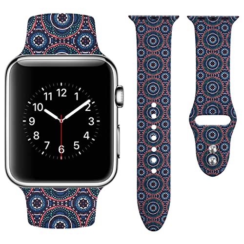Vozehui Armband Kompatibel mit Apple Watch 45mm 44mm 42mm für Damen Herren, Weiches Silikon Ersatzarmband mit Stilvollem Muster für iWatch Armband Series SE 7 6 5 4 3 2 1, Grün von Vozehui