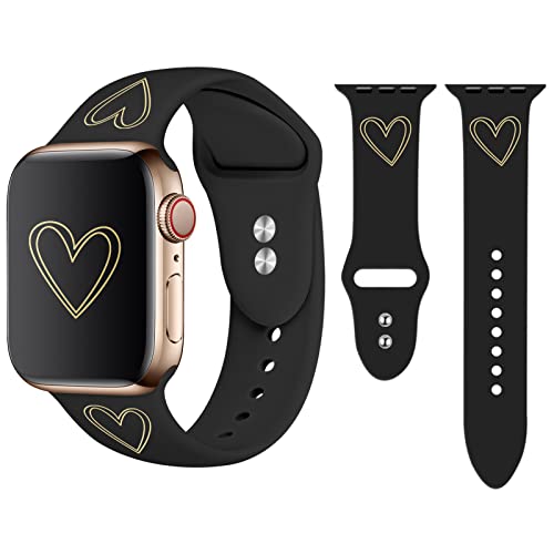 Vozehui Armband Kompatibel mit Watch Armband 38mm 40mm 41mm, Weiches Silikon Gold Herz Muster Gedruckt Ersatzarmband Sportarmband für Watch Armband Serie SE 9 8 7 6 5 4 3 2 1 Vozehui Armband Kompatibel mit Watch Armband 38mm 40mm 41mm, Weiches Silikon Gold Herz Muster Gedruckt Ersatzarmband Sportarmband für Watch Armband Serie SE 9 8 7 6 5 4 3 2 1 von Vozehui