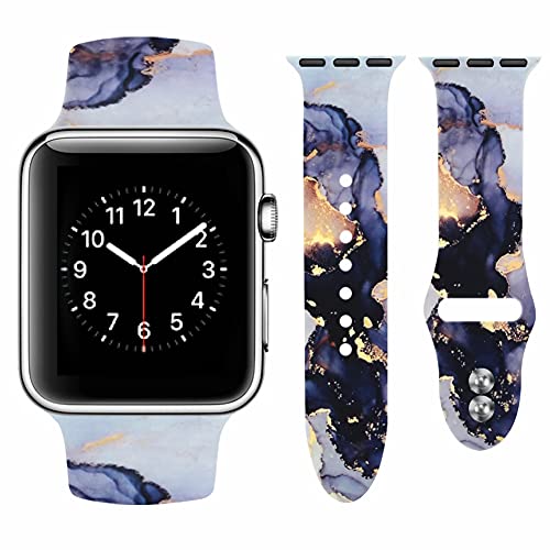 Vozehui Armband Kompatibel mit Apple Watch Armband 38mm 40mm 41mm für Damen Herren, Ersatz Sportband aus Weichem Silikon mit Marmormuster Kompatibel mit iWatch Serie SE 8 7 6 5 4 3 2 1 von Vozehui