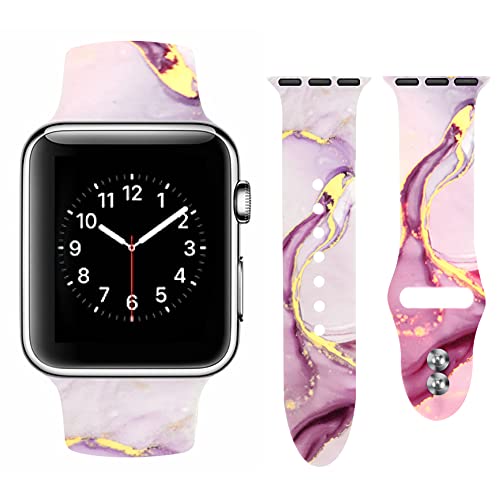 Vozehui Armband Kompatibel mit Apple Watch Armband 38mm 40mm 41mm für Damen Herren, Ersatz Sportband aus Weichem Silikon mit Marmormuster Kompatibel mit iWatch Serie SE 8 7 6 5 4 3 2 1 von Vozehui