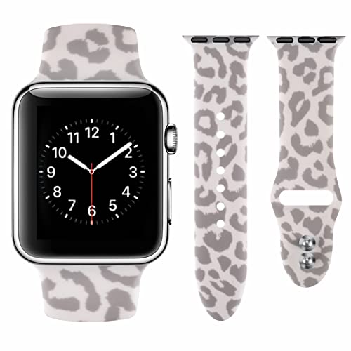 Vozehui Armband Kompatibel mit Apple Watch Armband 38mm 40mm 41mm für Damen Herren, Ersatz Sportband aus weichem Silikon mit Leopard Kompatibel mit iWatch Serie SE 8 7 6 5 4 3 2 1 für 42mm/44mm/45mm von Vozehui