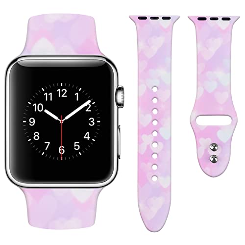 Vozehui Armband Kompatibel mit Apple Watch Armband 38mm 40mm 41mm für Damen Herren, Weiches Silikon Muster Ersatzarmband Sportarmband für iWatch Armband Serie SE 7 6 5 4 3 2 1 von Vozehui