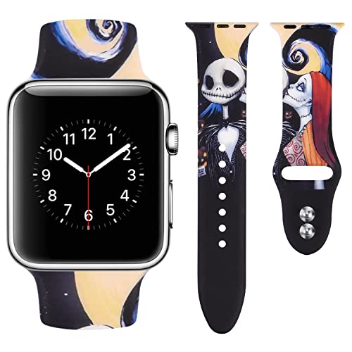 Vozehui Armband Kompatibel mit Apple Watch Armband 38mm 40mm 41mm für Damen Herren Mädchen Jungen, Halloween Kürbis Blume Bedrucktes Silikon Ersatz Sportarmband für iWatch Series SE 9 8 7 6 5 4 3 2 1 von Vozehui