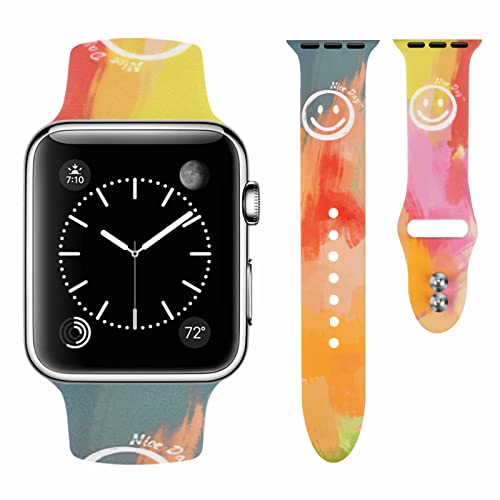 Vozehui Armband Kompatibel mit Apple Watch Armband 41mm 40mm 38mm für Damen Herren, Farbmalerei Muster Weiches Silikon Sport Ersatzarmband für iWatch Armband Serie SE 9 8 7 6 5 4 3 2 1 von Vozehui