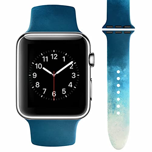 Vozehui Armband Kompatibel mit Apple Watch Armband 42mm 44mm 45mm 49mm, Tie-Dye Farbmalerei Muster Weiches Silikon Wasserdichtes Ersatz Sportarmband für iWatch SE Series 8 7 6 5 4 3 2 1, Damen Herren von Vozehui