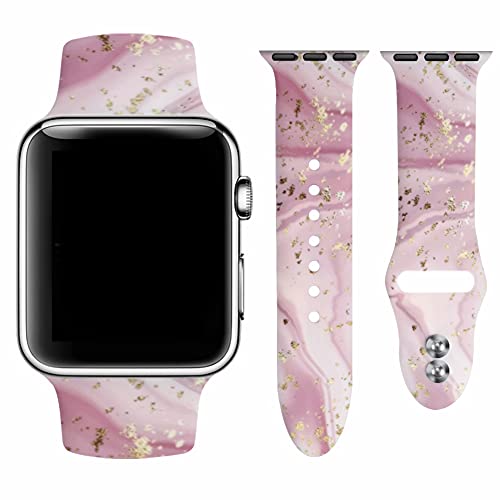 Vozehui Armband Kompatibel mit Apple Watch Armband 42mm 44mm 45mm für Damen Herren, Ersatz Sportband aus Weichem Silikon mit Marmormuster Kompatibel mit iWatch Serie SE 8 7 6 5 4 3 2 1 von Vozehui