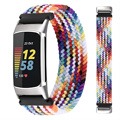 Vozehui Armband Kompatibel mit Fitbit Charge 5 Armband, Elastisches Atmungsaktives Weiches Nylon Kinitting Sport Ersatzband für Charge 5 Activity Tracker Sportband für Damen Herren von Vozehui