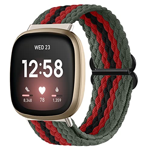 Vozehui Geflochtenes Solo Loop Armband Kompatibel mit Fitbit Versa 3/Sense, Atmungsaktiv Elastisch Weiches Nylon Verstellbares Sport Ersatzband für Damen Herren Vozehui Geflochtenes Solo Loop Armband Kompatibel mit Fitbit Versa 3/Sense, Atmungsaktiv Elastisch Weiches Nylon Verstellbares Sport Ersatzband für Damen Herren von Vozehui