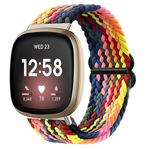 Vozehui Geflochtenes Solo Loop Armband Kompatibel mit Fitbit Versa 3/Sense, Atmungsaktiv Elastisch Weiches Nylon Verstellbares Sport Ersatzband für Damen Herren Vozehui Geflochtenes Solo Loop Armband Kompatibel mit Fitbit Versa 3/Sense, Atmungsaktiv Elastisch Weiches Nylon Verstellbares Sport Ersatzband für Damen Herren von Vozehui