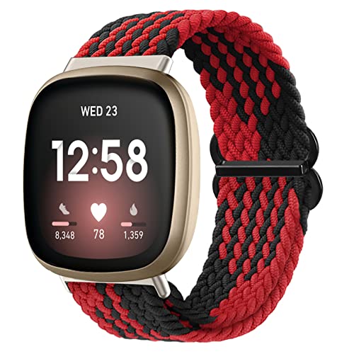 Vozehui Geflochtenes Solo Loop Armband Kompatibel mit Fitbit Versa 3/Sense, Atmungsaktiv Elastisch Weiches Nylon Verstellbares Sport Ersatzband für Damen Herren Vozehui Geflochtenes Solo Loop Armband Kompatibel mit Fitbit Versa 3/Sense, Atmungsaktiv Elastisch Weiches Nylon Verstellbares Sport Ersatzband für Damen Herren von Vozehui