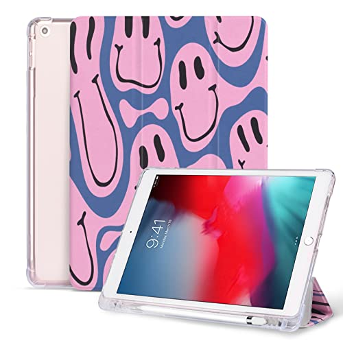 Vozehui Hülle Kompatibel mit iPad 9th Generation 2021/8th Generation 2020/7th Generation 2019, Blue Smile Print Schutzhülle für iPad Hülle 10.2 Zoll mit Stifthalter von Vozehui