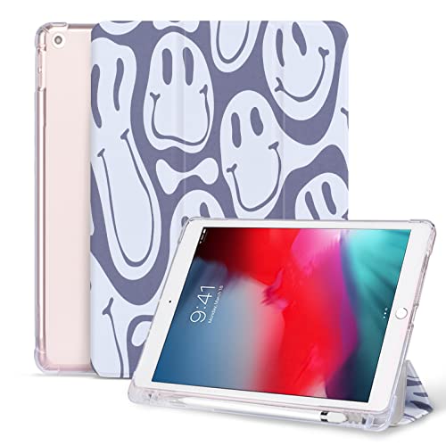 Vozehui Hülle Kompatibel mit iPad 9th Generation 2021/8th Generation 2020/7th Generation 2019, Blue Smile Print Schutzhülle für iPad Hülle 10.2 Zoll mit Stifthalter von Vozehui
