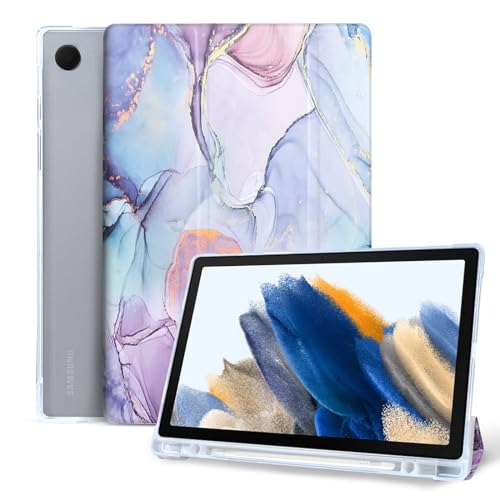 Vozehui Hülle für Samsung Galaxy Tab A8 10.5 Zoll, Ultra Slim Tri-Fold Back Shell Stand Cover mit Bleistifthalter, Auto Sleep Wake Hülle für Tab A8 2021 2022(SM-X200/X205/X207) von Vozehui