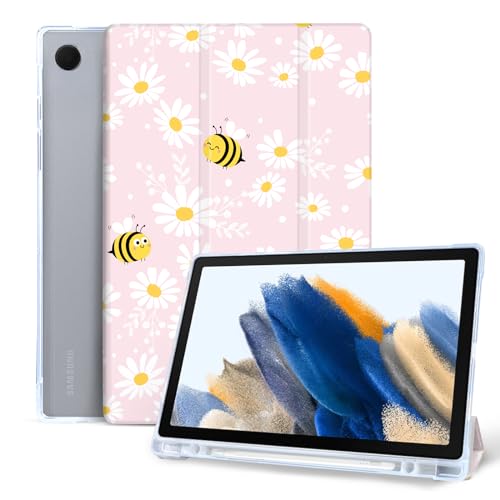 Vozehui Hülle für Samsung Galaxy Tab A8 10.5 Zoll, Ultra Slim Tri-Fold Back Shell Stand Cover mit Bleistifthalter, Auto Sleep Wake Hülle für Tab A8 2021 2022(SM-X200/X205/X207) von Vozehui