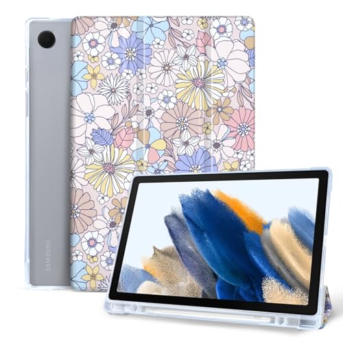 Vozehui Hülle für Samsung Galaxy Tab A8 10.5 Zoll, Ultra Slim Tri-Fold Back Shell Stand Cover mit Bleistifthalter, Auto Sleep Wake Hülle für Tab A8 2021 2022(SM-X200/X205/X207) von Vozehui
