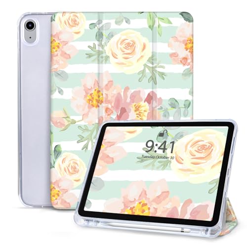 Vozehui Hülle für iPad Air 11 Zoll M2 2024 iPad Air 6/iPad Air 5. Generation 2022/iPad Air 4th Generation 10.9 Zoll 2020 mit Bleistifthalter & Automatisches Ruhen/Wecken für Trifold Prints Hülle von Vozehui