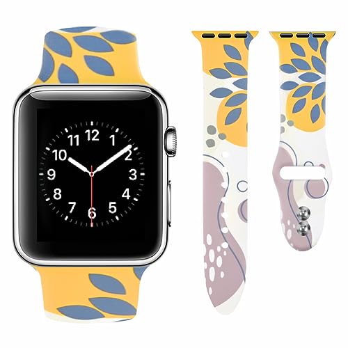 Vozehui Kompatibel mit Apple Watch Armband 38mm 40mm 41mm für Damen Herren, Weiches Silikon Erdbeere Blume Gras Muster Sport Ersatzarmband Kompatibel mit iWatch Armband Serie SE 9 8 7 6 5 4 3 2 1 von Vozehui