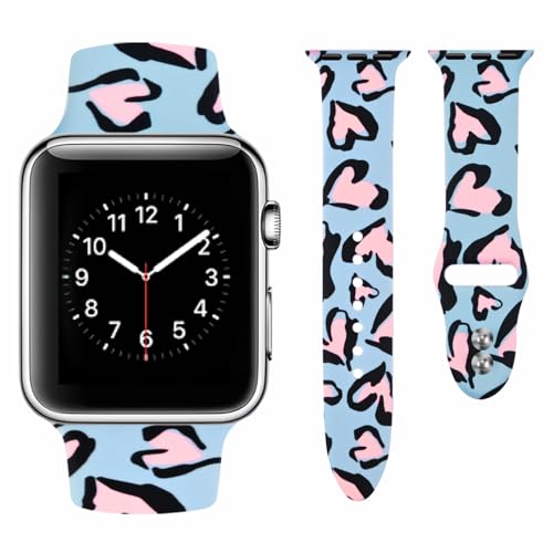 Vozehui Kompatibel mit Apple Watch Armband 38mm 40mm 41mm für Damen Herren, Weiches Silikon Muster Sport Band mit iWatch Serie SE 8 7 6 5 4 3 2 1 von Vozehui