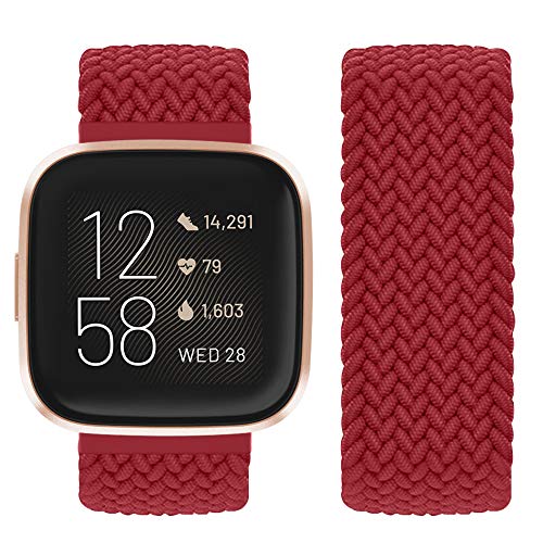 Vozehui Kompatibel mit Fitbit Versa Armband/Fitbit Versa 2 Armband, elastisch atmungsaktives, weiches Nylon Strick Sportersatzband für Fitbit Versa 2/Fitbit Versa/Versa Lite, Damen Herren von Vozehui