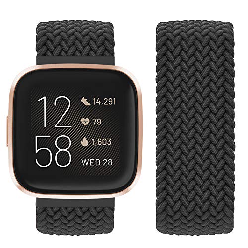 Vozehui Kompatibel mit Fitbit Versa Armband/Fitbit Versa 2 Armband, elastisch atmungsaktives, weiches Nylon Strick Sportersatzband für Fitbit Versa 2/Fitbit Versa/Versa Lite, Damen Herren von Vozehui