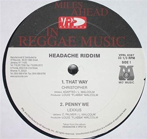 Headache Riddim [Vinyl Maxi-Single] von Vp Records (Hoanzl)