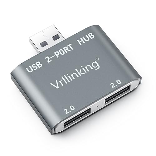 Vrllinking USB-Hub, 2 Ports USB 2.0 Hub für Laptop, 2 Ports USB-Splitter USB-Expander für iMac Pro, MacBook Air, Mac Mini/Pro, Windows/Notebook-PC, Drucker, Flash-Laufwerk, mobile HDD, Daten und von Vrllinking