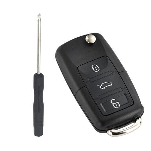 Vroxdrez Schlüsselgehäuse 3-Tasten geeignet für VW Klappschlüssel,Robustes Auto-Schlüssel-Etui mit Klinge & Schraubendreher,Ersatzgehäuse für abgenutzte Schlüssel Vroxdrez Schlüsselgehäuse 3-Tasten geeignet für VW Klappschlüssel,Robustes Auto-Schlüssel-Etui mit Klinge & Schraubendreher,Ersatzgehäuse für abgenutzte Schlüssel von Vroxdrez