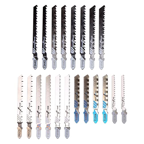 20-teiliges T-Klingen-Set, Stichsägeblätter, passend für T-Stichsäge, Klingen zum Schneiden von Metall, Holz von Vrttlkkfe