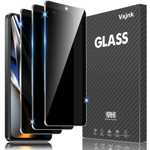 Vsjnk Anti-Spähen Sichtschutz für Xiaomi POCO X4 Pro mit 3 Stück Privatsphäre Tempered Glass Folie 9H Panzer Schutz Glas HD Displayschutzfolie,kompatible mit Xiaomi POCO X4 Pro von Vsjnk