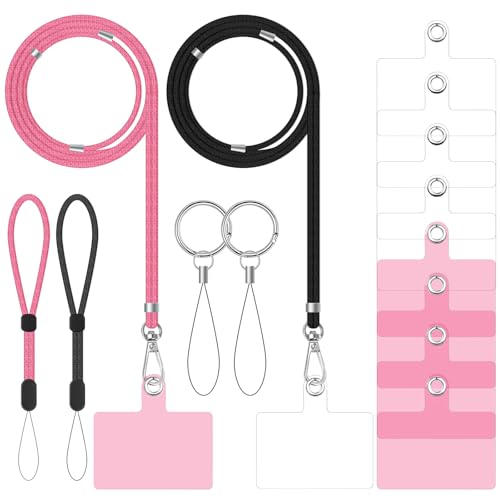 2 Handykette Universal mit 8er Ersatz Telefon Patch 2 Handschlaufe Lanyard Verstellbares Nylon 2 Schlüsselanhänger Unisex Einstellbares Handyband zum Umhängen für Meisten Handyhüllen,Schwarz+Rosa 2 Handykette Universal mit 8er Ersatz Telefon Patch 2 Handschlaufe Lanyard Verstellbares Nylon 2 Schlüsselanhänger Unisex Einstellbares Handyband zum Umhängen für Meisten Handyhüllen,Schwarz+Rosa von Vspek