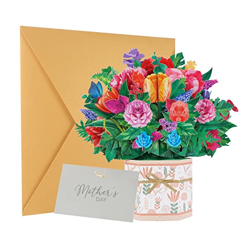 Rose Sonnenblume Papier Pop-Up Karten, 3D Pop-Up Blumen Bouquet Karten, Popup Grußkarte für Muttertag, Geburtstag, Valentinstag, Jubiläum Karte (12 Zoll) von Vspek