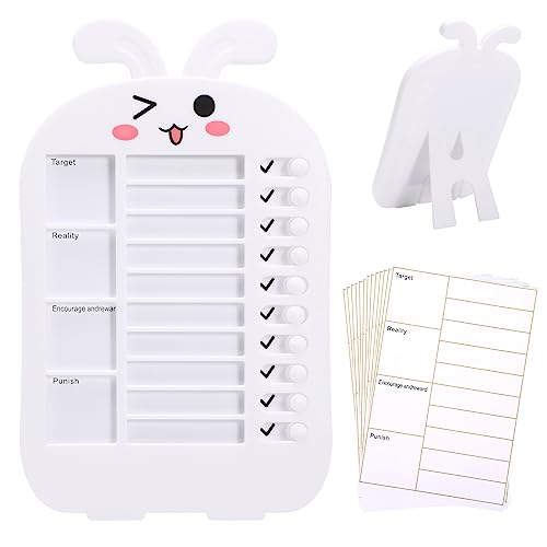 Vspek Kaninchen Memo Checklist Board, Punch in Daily and weekly Plan Board with 14 Blank Paper,Chore & Exercise Chart Memo Checklist Boards, Standable, hangable Message Memo Board von Vspek