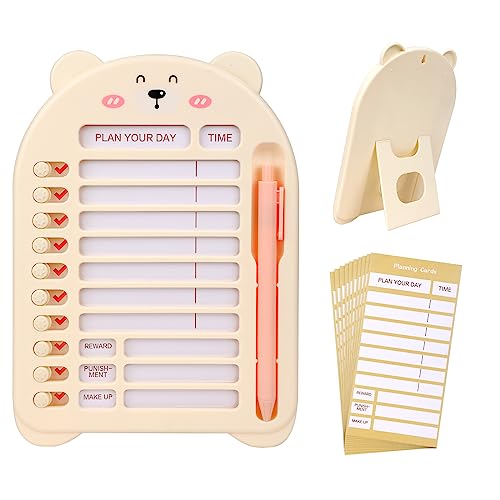 Vspek Memo Checklist Board, Punch in Daily and weekly Plan Board with 14 Blank Paper,Chore & Exercise Chart Memo Checklist Boards, Standable, hangable Message Memo Board for Travel Planning(Weiß) von Vspek