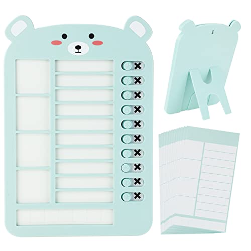 Vspek Memo Checklist Board, Punch in Daily and weekly Plan Board with 14 Blank Paper,Chore & Exercise Chart Memo Checklist Boards, Standable, hangable Message Memo Board for Home Travel Planning(Blau) von Vspek