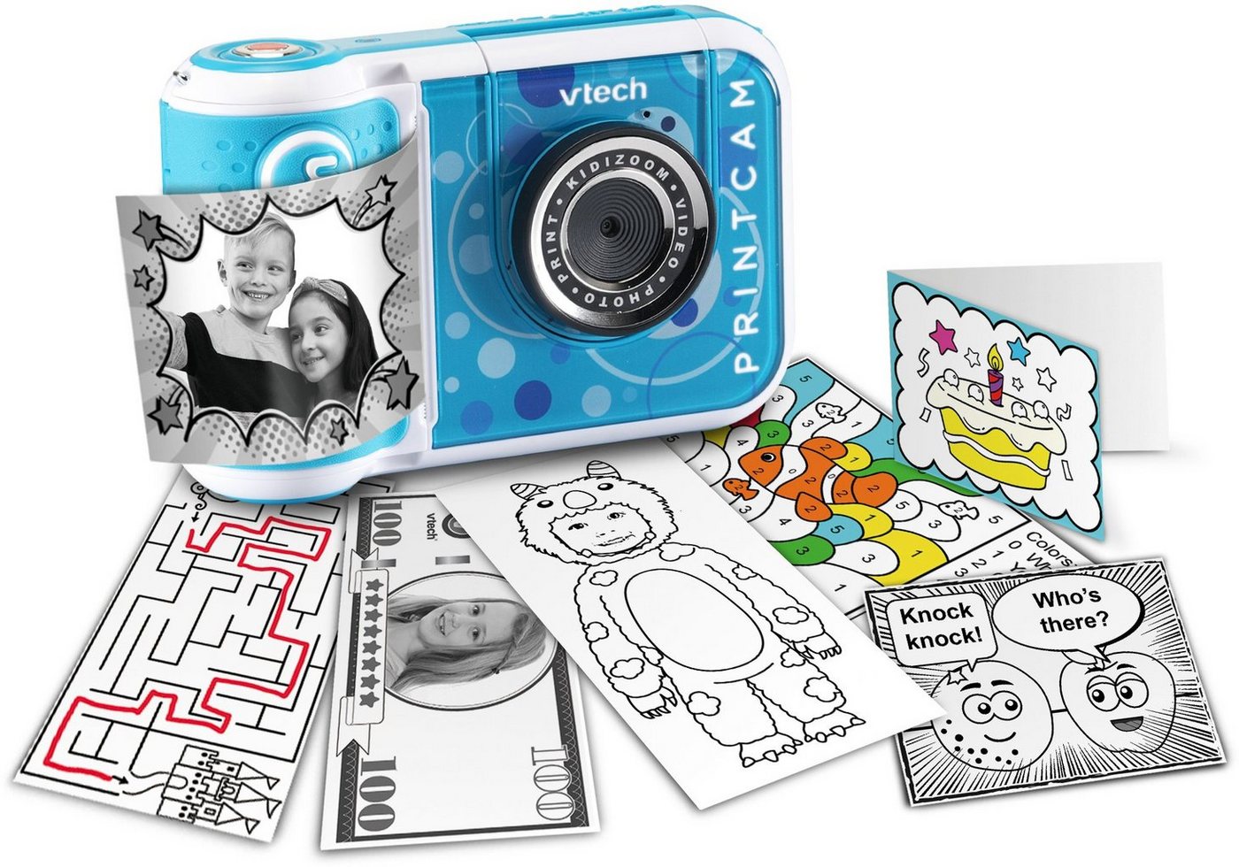 Vtech® KidiZoom Print Cam, blau Kinderkamera (5 MP, mit eingebautem Thermodrucker) von Vtech®