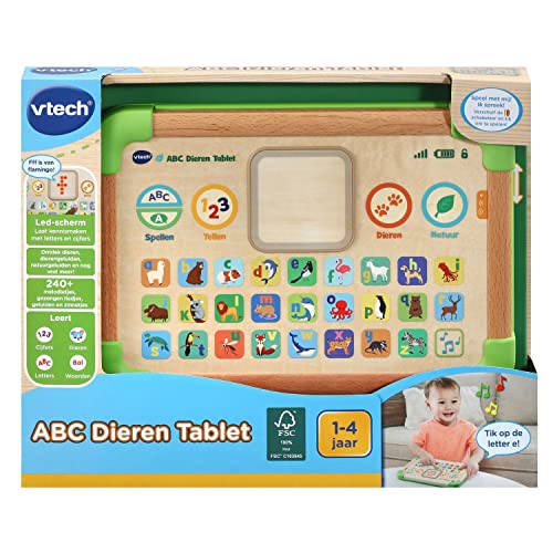 VTech 80-613523 ABC Tiertablet-FSC Holz - Interaktives Spielzeug - Lernen Sie Buchstaben, Buchstaben, Tiere & Tiergeräusche kennen - 1 bis 4 Jahre von Vtech