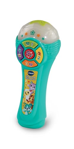 VTech Baby Sing Songs Mikrofon, Interaktives Mikrofon Spielzeug mit 4 Tasten für Tiere, Geräusche & Zahlen, Blinkende Lichter & Musik, Musikspielzeug für Babys 12, 18, 24 Monate +, Englische Version von Vtech
