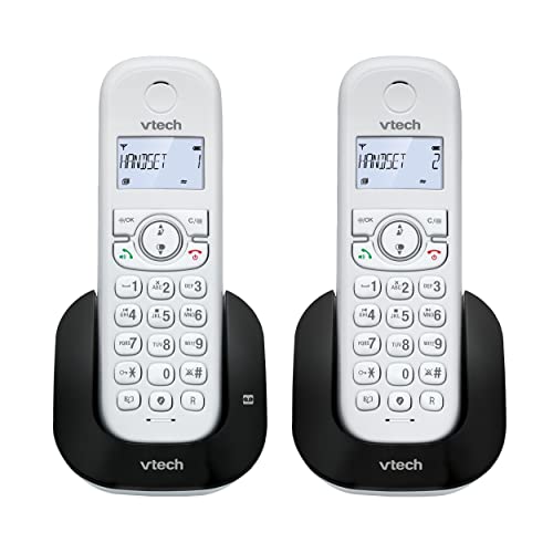VTech CS1551 Schnurloses DECT-Telefon mit 2 Mobilteilen mit Ladegerät, Anrufbeantworter, Anrufblockierung, Anrufer-Identifikation/Anruf in Warte, Freisprecheinrichtung, Display und Tastatur mit von Vtech