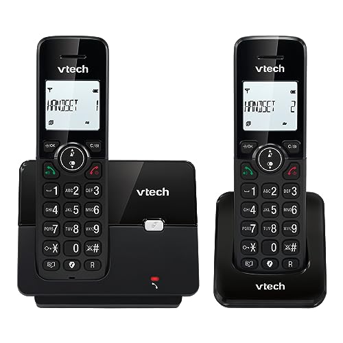 VTech CS2001 Home Duo Schnurloses Telefon, Festnetztelefon DECT Einfach zu bedienen Extra Laut Hören Anrufsperre Freisprecheinrichtung Anrufer-ID Hintergrundbeleuchtetes Display Schwarz von Vtech