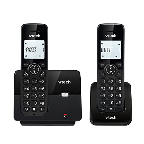 VTech CS2001 schnurloses Telefon mit 2 Mobilteilen, ECO+ Modus, Festnetztelefon, schwarz, Anrufsperre, Freisprechfunktion, große Tasten, Zwei Zeilen Display von Vtech