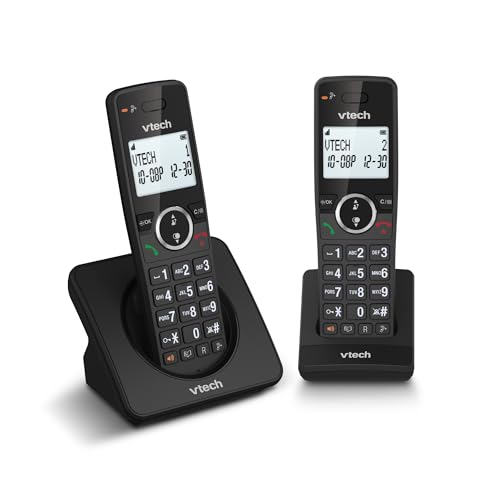 VTech ES2001 DECT Telefon Schnurlos 2 Mobilteile mit Anrufsperre, Lautstärkeregelung, Anrufer-ID/Anklopfen, 18 Stunden Gesprächszeit, Kurzwahl, hintergrundbeleuchtetes Display & Tastatur, ECO-Modus von Vtech