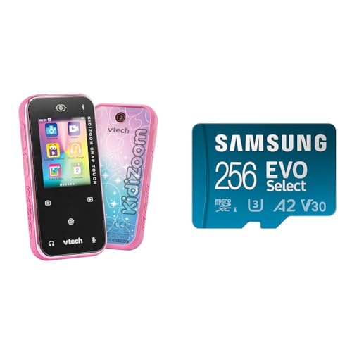 VTech KidiZoom Snap Touch pink – Kinderkamera im Smartphone-Format mit Touchscreen & Samsung EVO Select microSD-Karte + SD-Adapter von Vtech