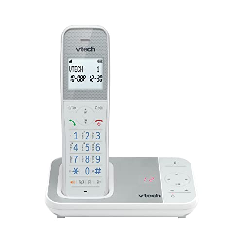 VTech XS1050 DECT Telefon Schnurlos Schnurlostelefon mit Anrufbeantworter, Anrufererkennung/Anklopffunktion Lautstärkeverstärker Freisprechfunktion-Anrufschutz Anrufersperre,Weiß von Vtech