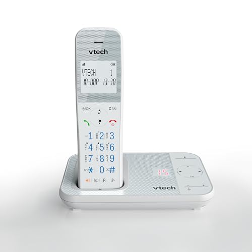 VTech XS1050 DECT Telefon Schnurlos Schnurlostelefon mit Anrufbeantworter, Anrufererkennung/Anklopffunktion Lautstärkeverstärker Freisprechfunktion-Anrufschutz Anrufersperre,Weiß von Vtech