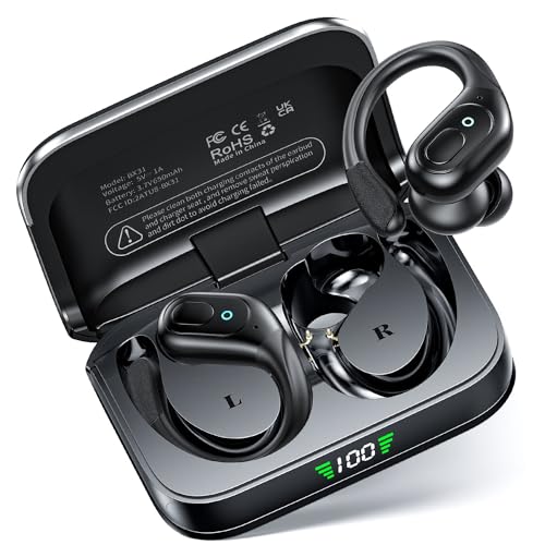 Vtkp Kabellose Bluetooth-Kopfhörer, In-Ear-Kopfhörer, Bluetooth 5.3, 60 Stunden Stereo-Wiedergabe mit Mikrofon, Schnellladung, wasserdicht IPX7, mit LED-Display von Vtkp