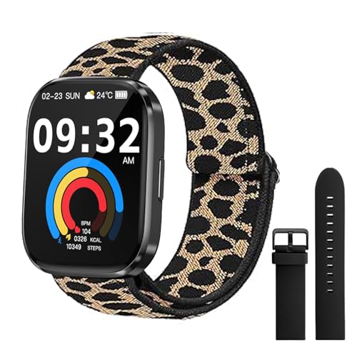 Vtkp Smartwatch für Herren und Damen, 2,1 Zoll, Smartwatch mit 113 Sportmodi, wasserdicht IP68, Sportuhr mit Schrittzähler/Cardio/Schlafmonitor für iOS/Android (tiefer Leopardenmuster) von Vtkp