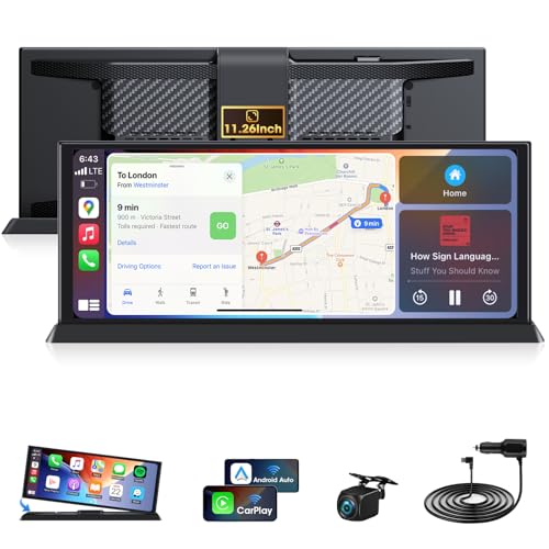 Vtopek 11,26 Zoll Größter Carplay Display mit Exklusive Halterung Wireless Apple Carplay Android Auto Carplay Display mit Rückfahrkamera Tragbares Carplay Buddy Display mit Bluetooth Navigation Siri Vtopek 11,26 Zoll Größter Carplay Display mit Exklusive Halterung Wireless Apple Carplay Android Auto Carplay Display mit Rückfahrkamera Tragbares Carplay Buddy Display mit Bluetooth Navigation Siri von Vtopek