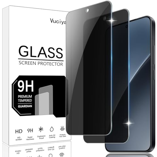 Vuciya Pack of 2 Privacy Full Sichtschutz for Xiaomi 15 Screen Protector,Anti-Kratzen,Anti-Bläschen,9H Schutzfolie Panzer schutz,Anti-Spy Protection Tempered Glass for Xiaomi 15 von Vuciya